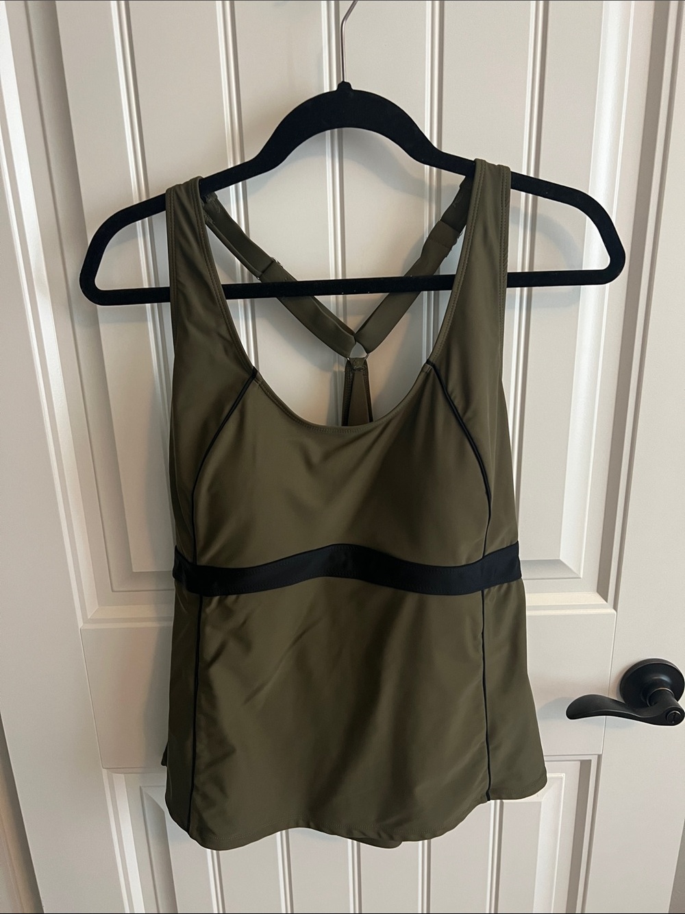 Tankini Olive Green Racerback with Black Mesh